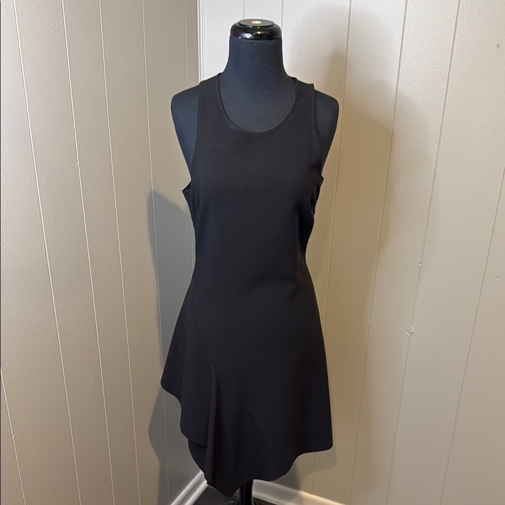 Z Elizabeth and James Black Asymmetrical Halter Midi Dress Back Zipper Tassel